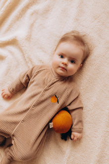 Tutina in velluto a coste ricamato con piedini