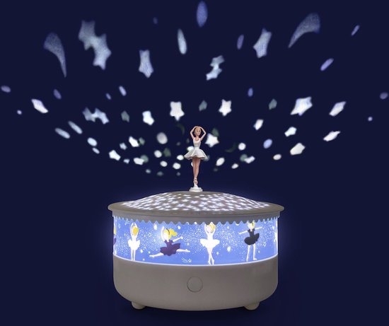 Luce notturna - Proiettore di stelle 14 cm - Musicale - Rilevatore di pianto - Ricaricabile tramite USB