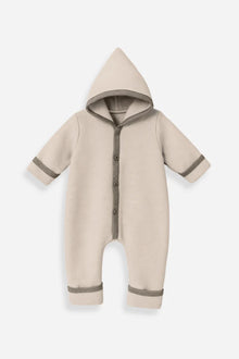 Tuta neonato in lana cotta con cappuccio e apertura con bottoni