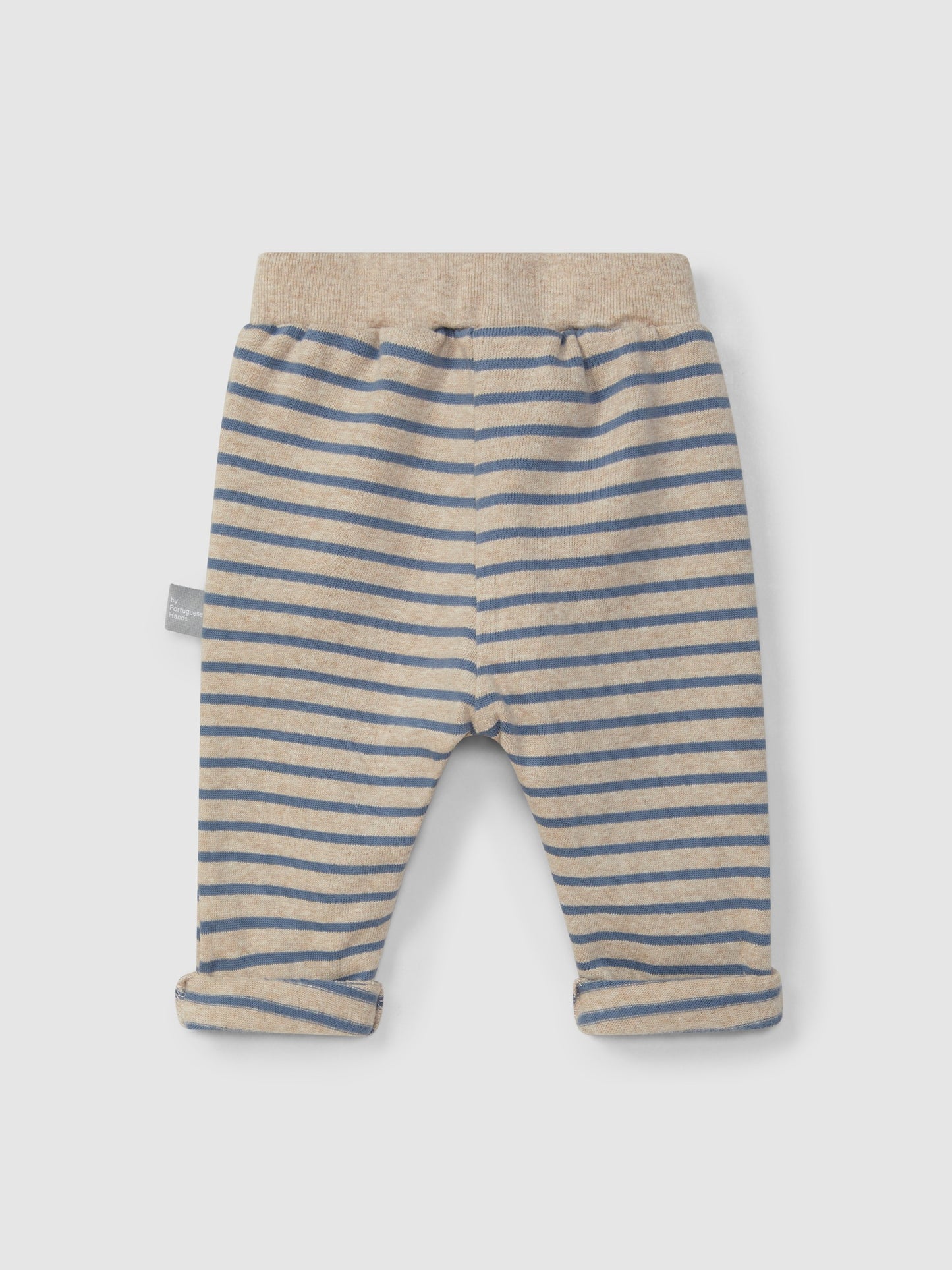 Pantaloni pull-up con stampa a righe in morbido jersey di cotone spazzolato al 100%