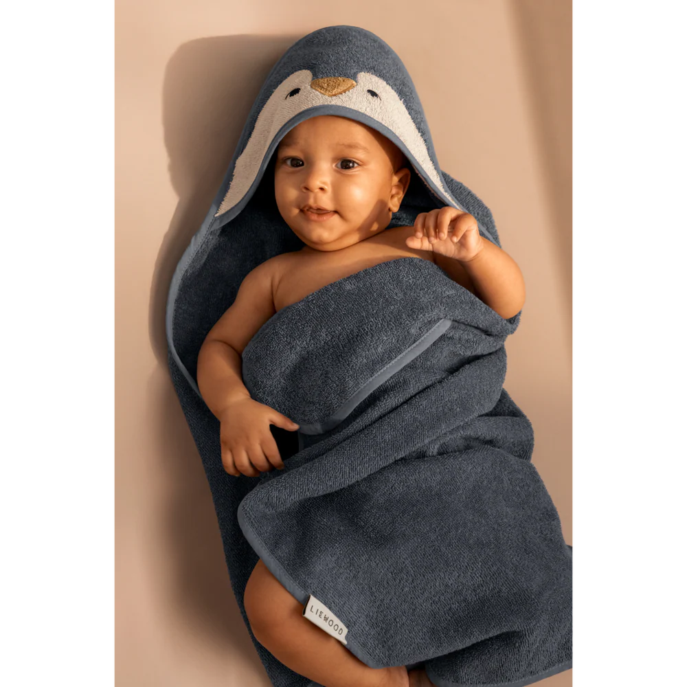Accappatoio a triangolo baby Albert - con cappuccio - 100% Cotone biologico