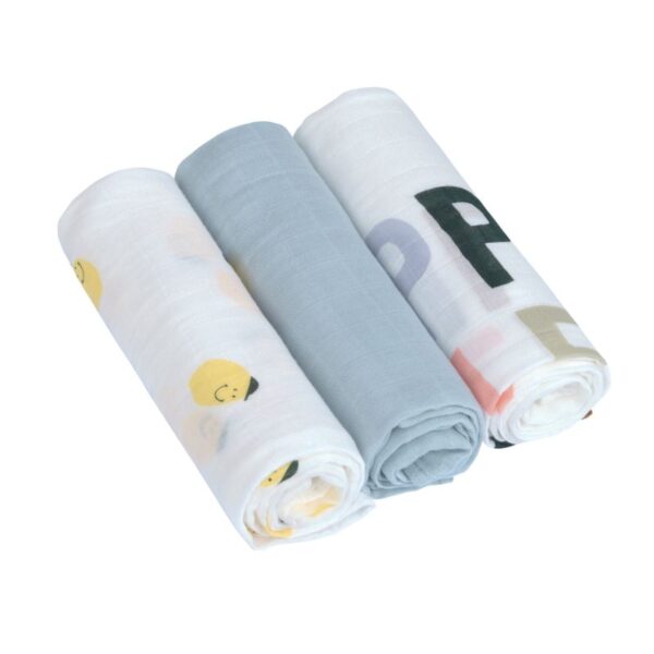 Mussola in viscosa di bamboo e cotone organico L - 80x80cm - Pack 3pezzi