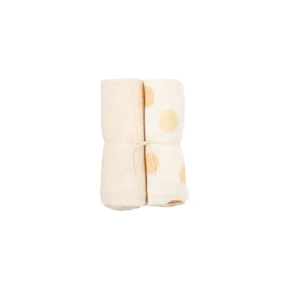 Set 2 mussole 65x65cm - 100% Cotone organico - Certicate GOTS