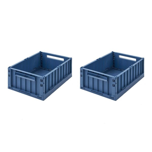 Cassetta portaoggetti ripiegabile e impilabile M - 2 pezzi - H13 x L25 x L36 cm