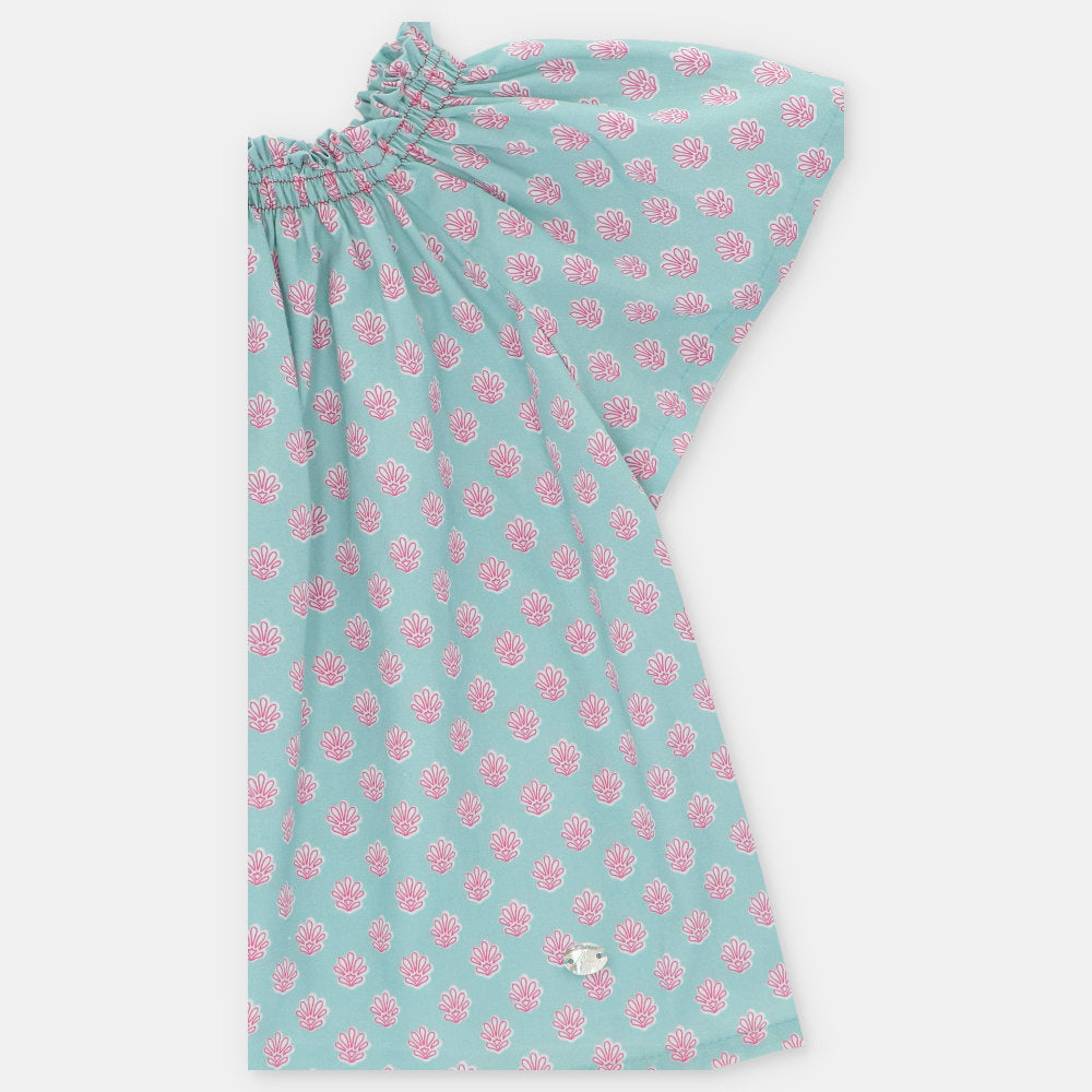 Blusa a Maniche Corte in 100% Cotone con Stampa Fantasia (Made in Spain)