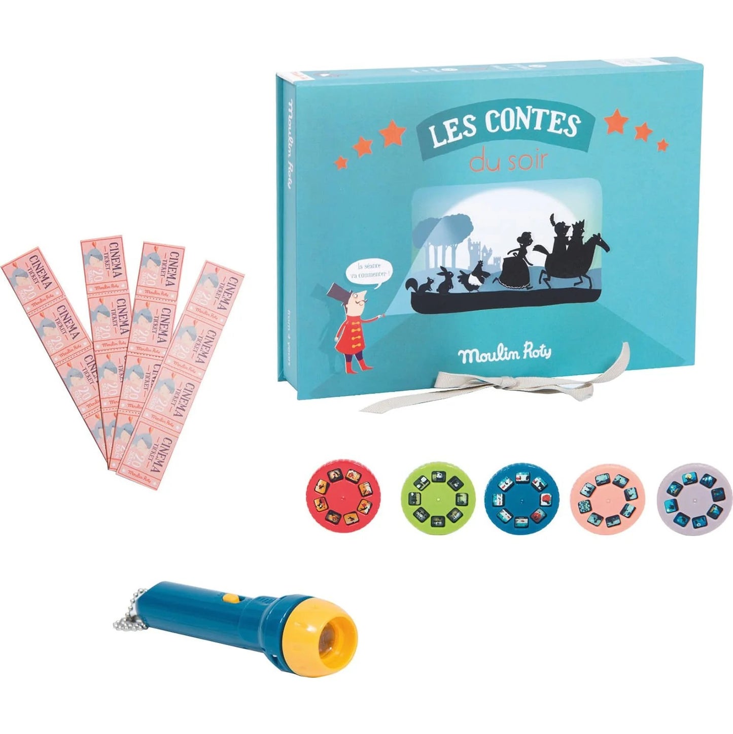 Cofanetto cinema con lampada proietta storie - racconti con ombre