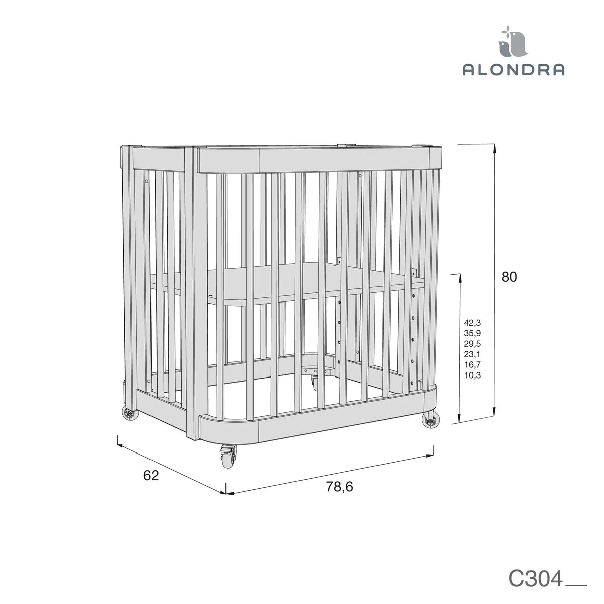 Alondra - Kit trasformazione da lettino a culla Crea