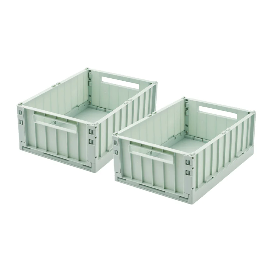 Cassetta portaoggetti ripiegabile e impilabile M - 2 pezzi - H13 x L25 x L36 cm