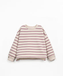Felpa in cotone con stampa a righe - 89% Cotone rigenerato