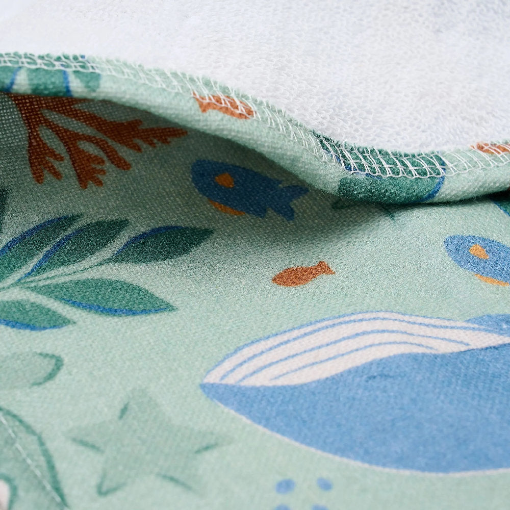 Poncho Mare Bambino 'Ocean Friends' in Mussola e Spugna (Cotone Biologico)
