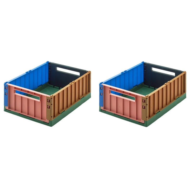 Cassetta portaoggetti ripiegabile e impilabile M - 2 pezzi - H13 x L25 x L36 cm