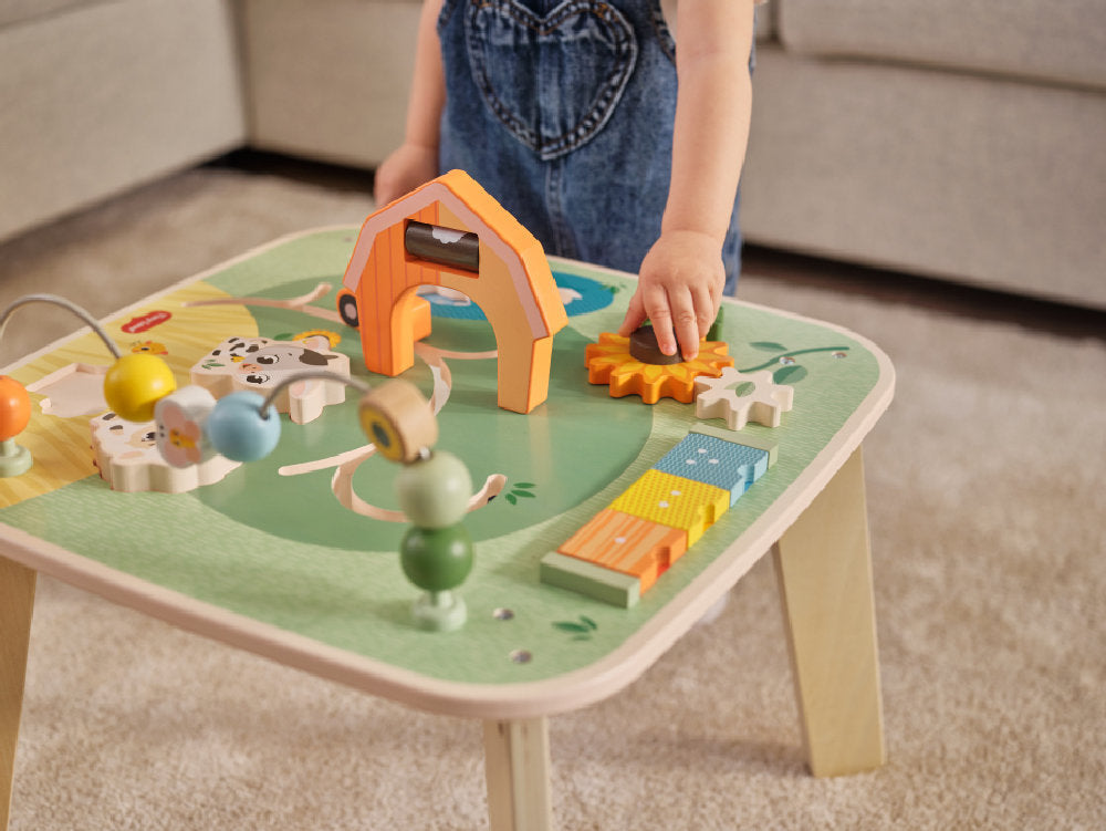 Tavolo Attività in Legno 'Wooden Activity Table - Avventura nella Fattoria'