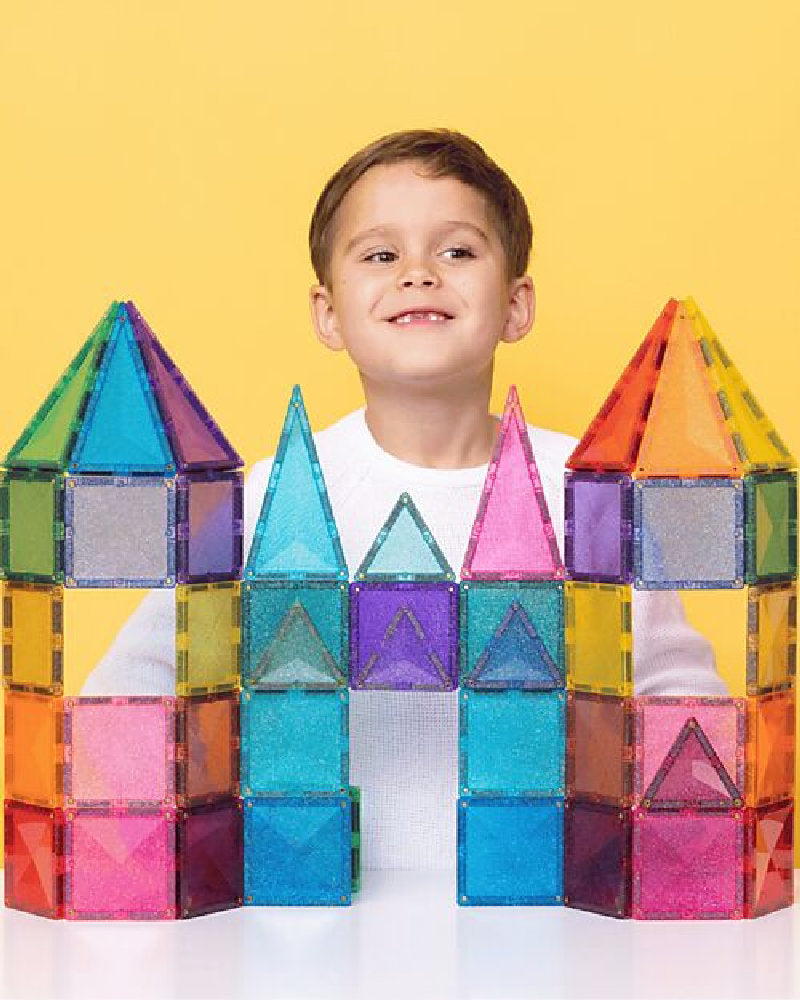Set Costruzioni Magnetiche 'Castello Glitter' 48 Pezzi Connetix Tiles (Multicolor Glitter)