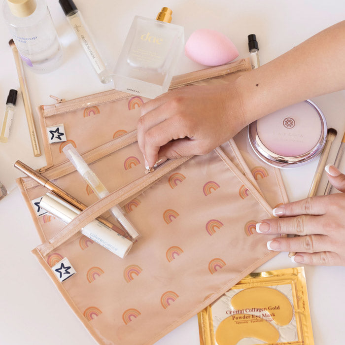 Set 3 Bustine da Viaggio Impermeabili con Zip - Trasparenti e in materiale riciclato OEKO-TEX