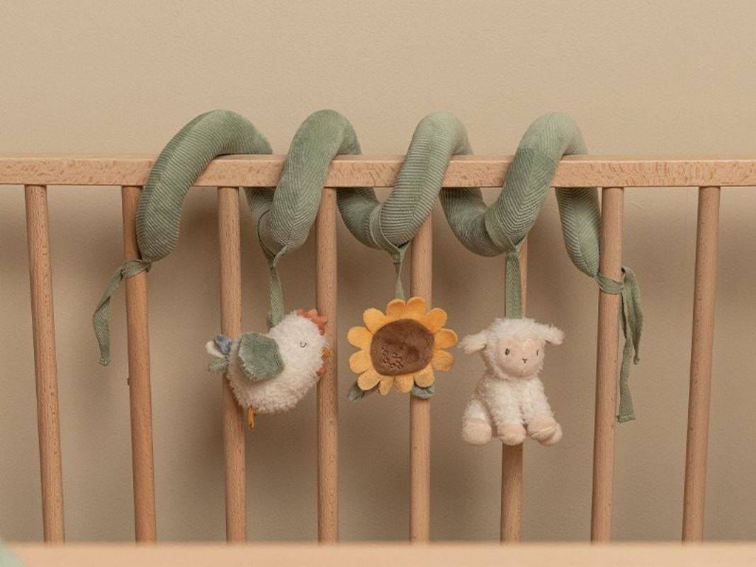Spirale attività morbida in tessuto - Agganciala al lettino, ovetto o passeggino!