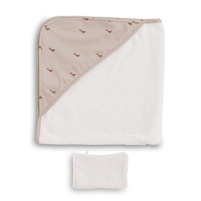 Accappatoio a triangolo - Con guanto abbinato - 90x90cm - 100% Cotone Bio