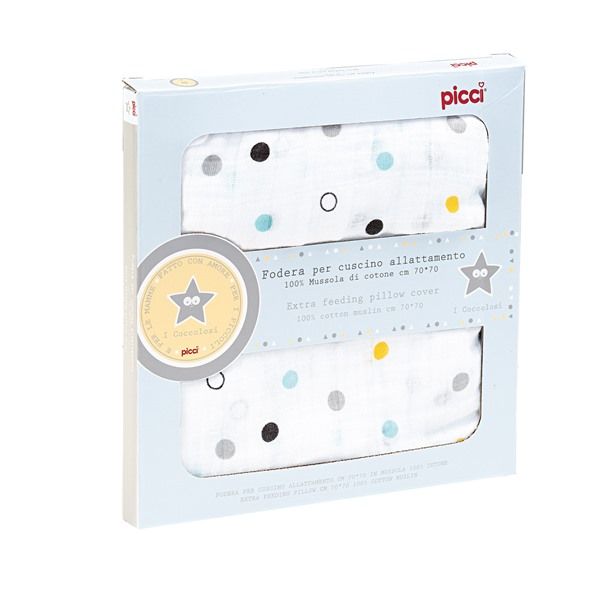 Fodera per cuscino allattamento in mussole cotone - 70x70 cm - Compatibile con Boppy