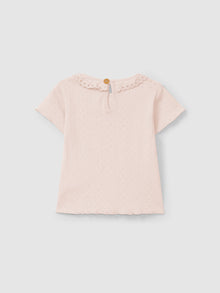 T-SHIRT AJOURS CON COLLETTO A VOLANT 5S111