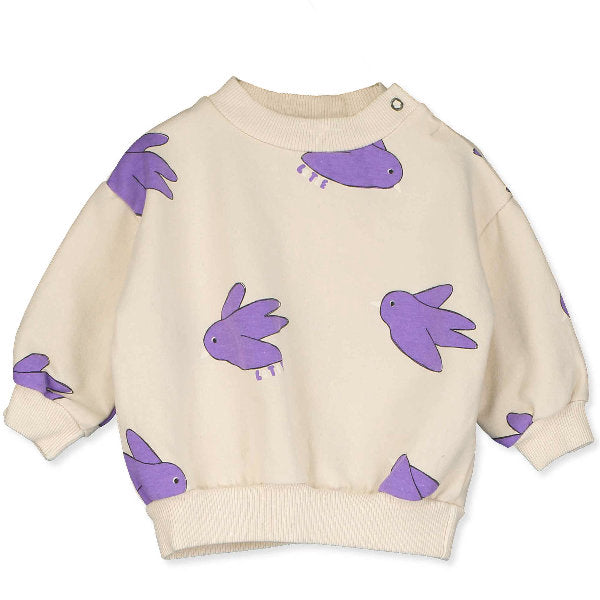 BABY SWEATSHIRT BRUSHED COTTON FLEECE FLOWING BIRD