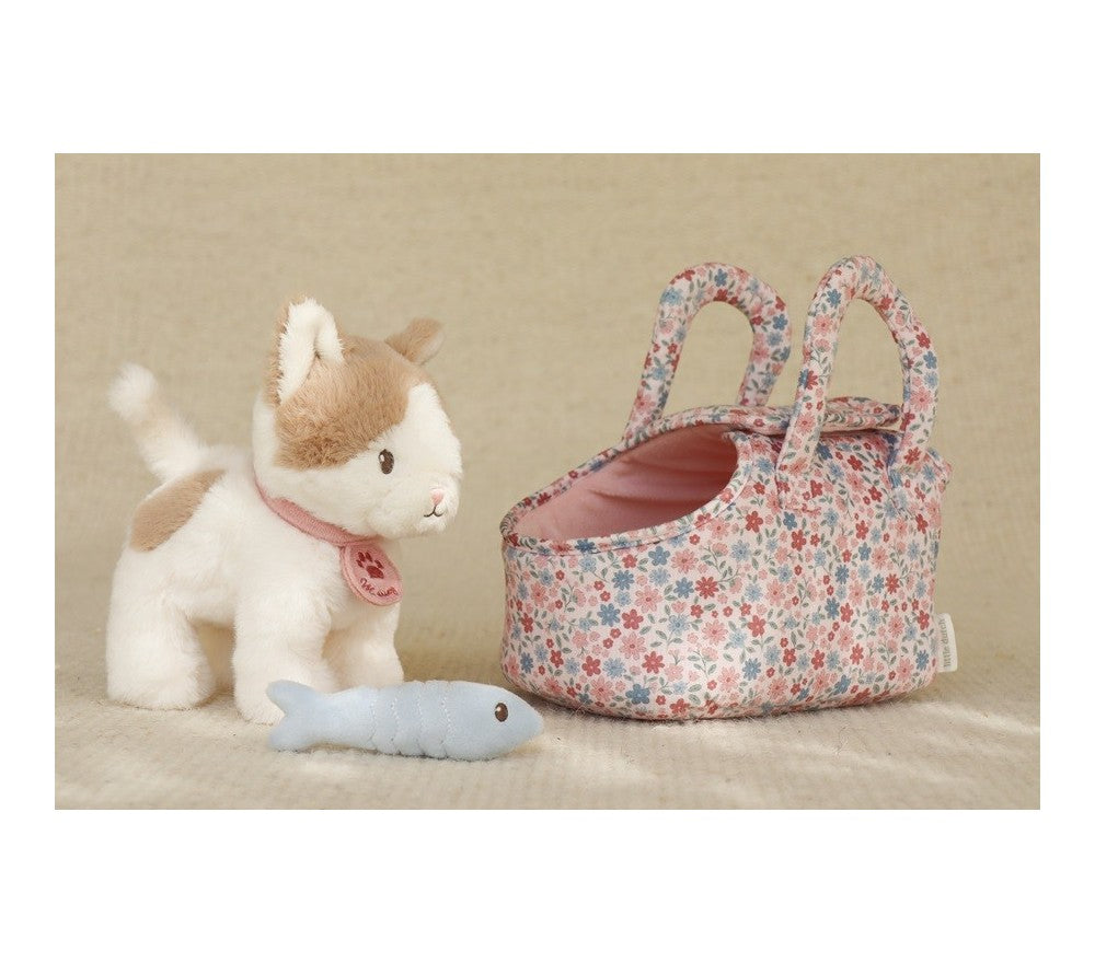 Peluche gatto Marley con trasportino