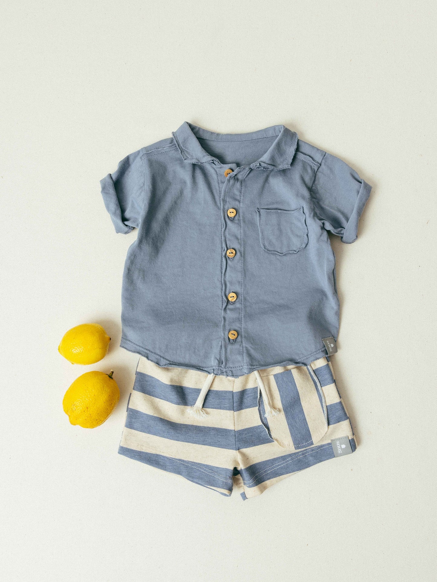 Shorts Pull-up in Jersey e Lino a Righe