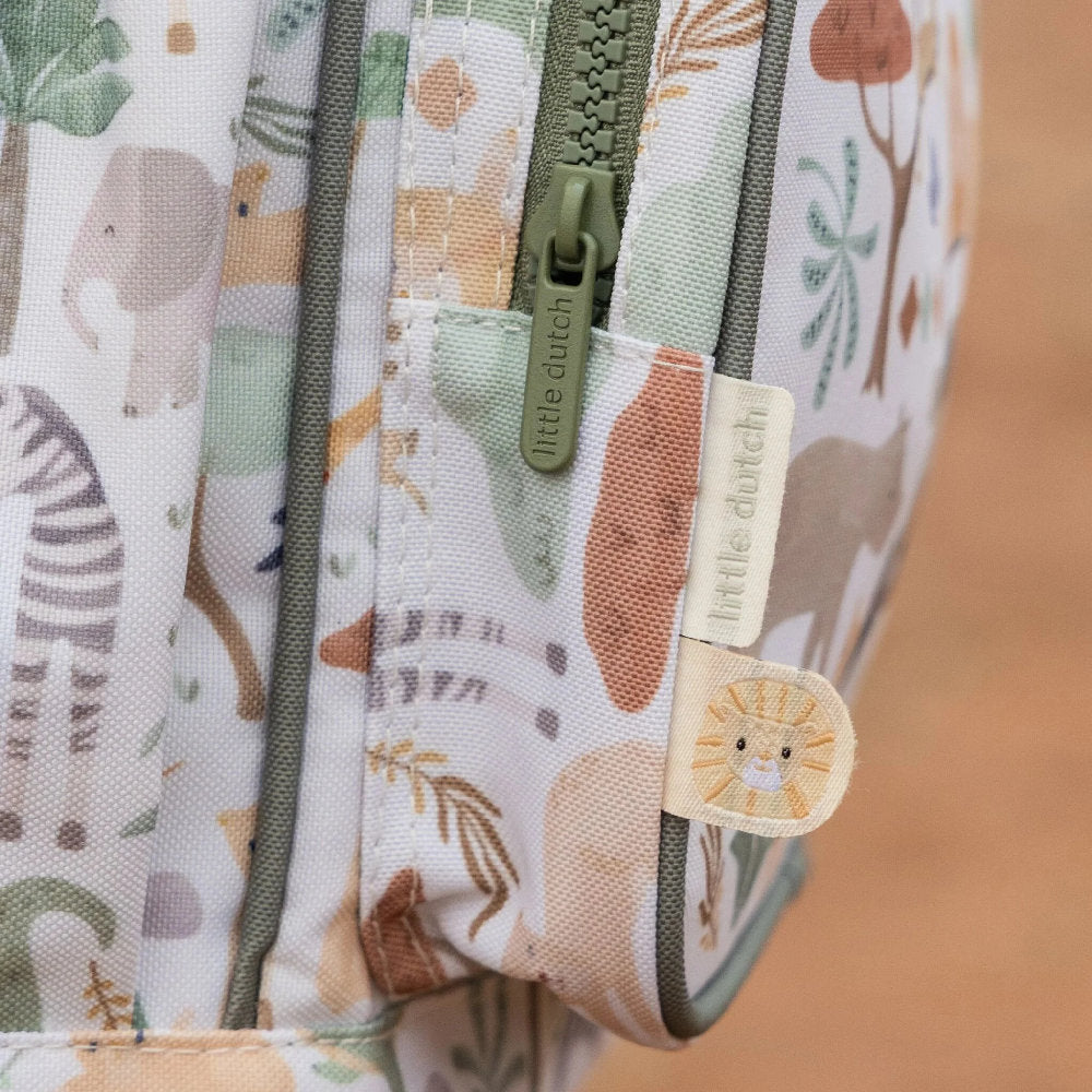 Zainetto per Bambini 'Safari Friends' con Tasche Portaborraccia e Targhetta Nome