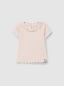 T-SHIRT AJOURS CON COLLETTO A VOLANT 5S111