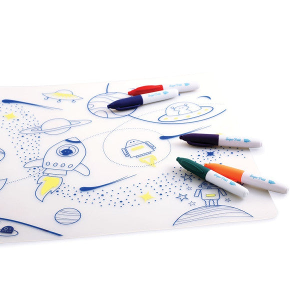 Tovaglietta in silicone da colorare con 5 pennarelli - 40x30cm