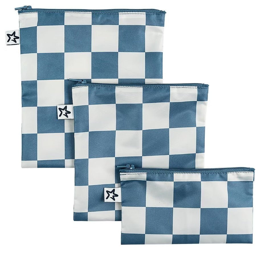 Set 3 buste per gli snack impermeabili con Zip - Riutilizzabili, Lavabili, in Materiale Riciclato OEKO-TEX - Per per Bambino e Viaggio