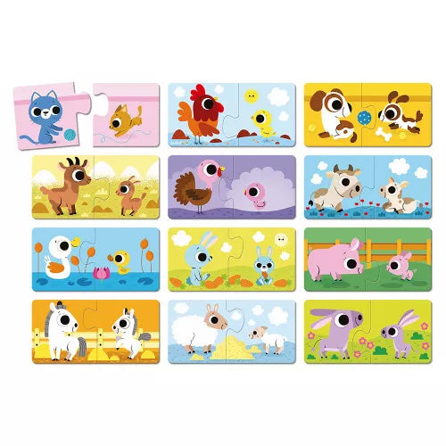 Puzzle cuccioli e genitori di animali