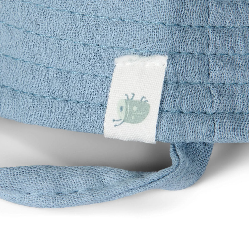 Cappellino Parasole in Mussola di Cotone Biologico - Blu