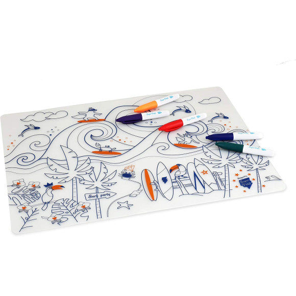 Tovaglietta in silicone da colorare con 5 pennarelli - 40x30cm