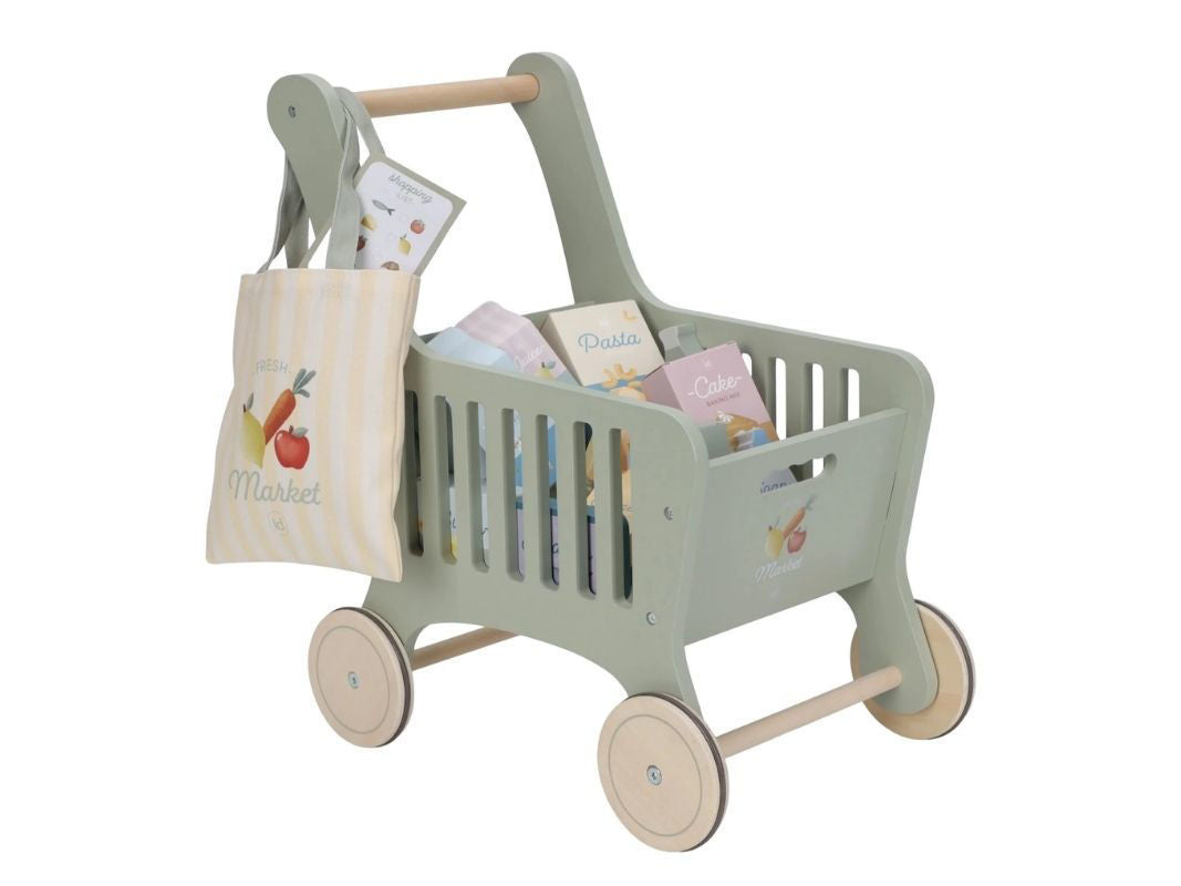 Carrello della spesa in legno - Con accessori