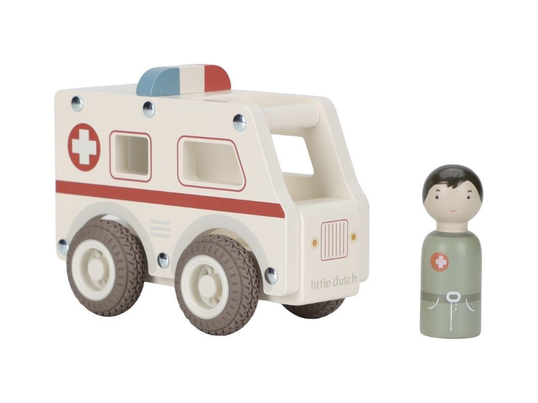 Ambulanza in legno con personaggio