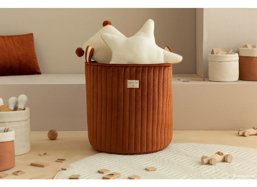 Cesta portagiochi savanna - velluto ecologico 40x35x35cm
