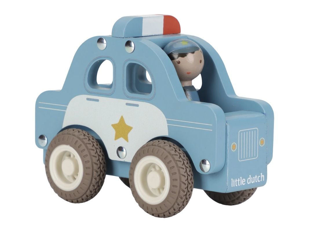 Macchina della polizia con personaggio