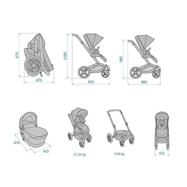 Maxi Cosi Passeggino Trio Fame con ovetto Pebble 360 Pro² e base rotante - Ovetto reclinabile