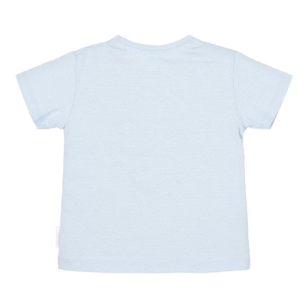 T-Shirt Bambino in Cotone Biologico a Righe in Rilievo - Light Blue