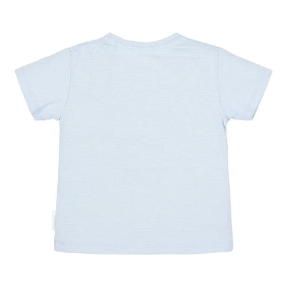 T-Shirt Bambino in Cotone Biologico a Righe in Rilievo - Light Blue