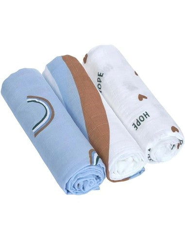 Mussola in viscosa di bamboo e cotone organico L - 80x80cm - Pack 3pezzi