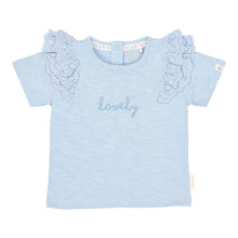 Maglietta Bambina in Cotone Biologico - Azzurra con Volant 'Lovely'