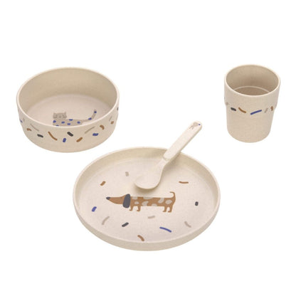 Set piatti 4 pezzi - Ciotola, piatto,bicchiere e cucchiaio
