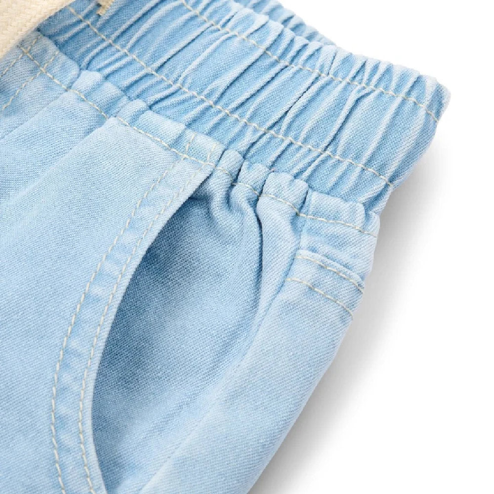 Pantaloncini Corti Jeans Bambino in Denim Leggero - Cotone Biologico