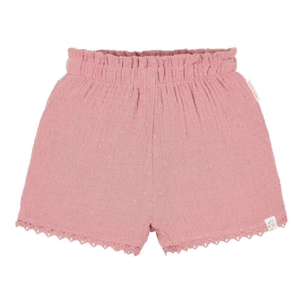 Pantaloncini Corti Bambina in Cotone Biologico con Volant - Pink Blush