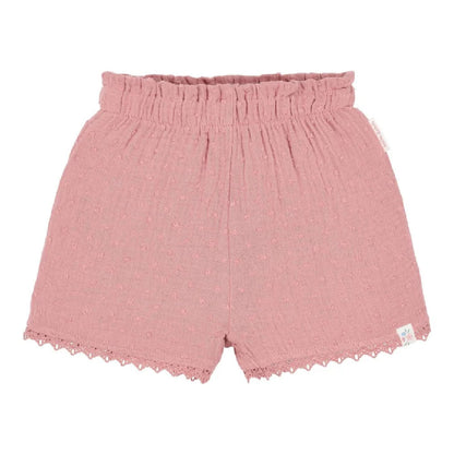 Pantaloncini Corti Bambina in Cotone Biologico con Volant - Pink Blush