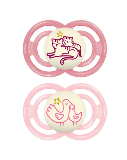 Succhietto Perfect night con scatola portaciuccio - Confezione doppia - Si illumina al buio