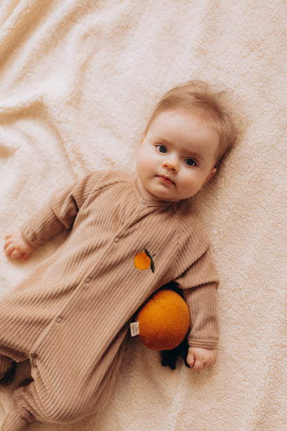 Tutina in velluto a coste ricamato con piedini