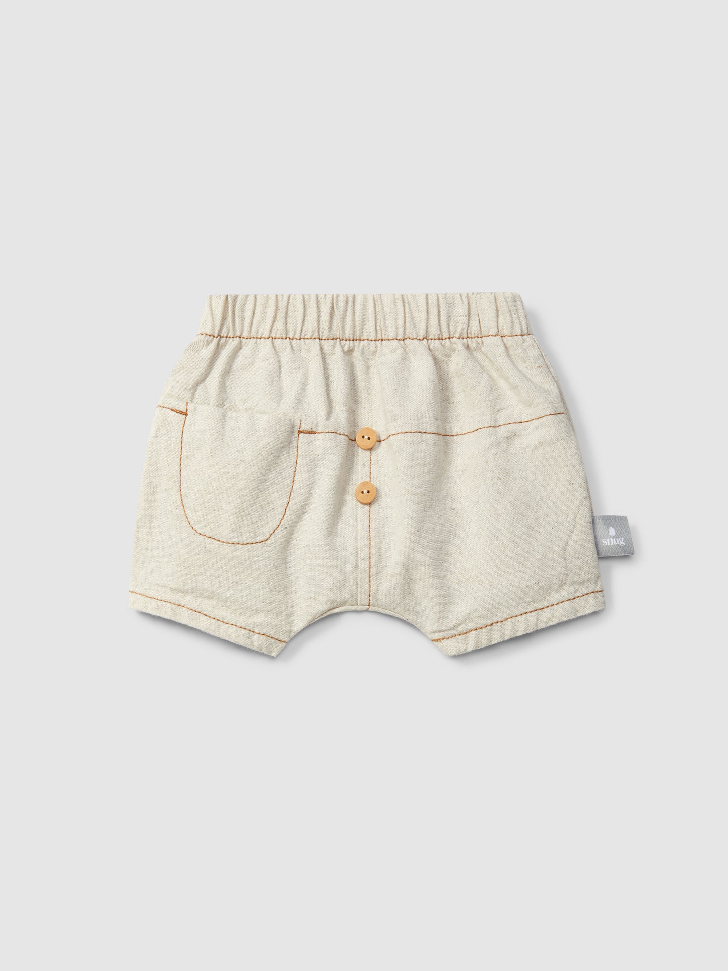 Shorts Pull-up in Canvas di Cotone e Lino - Stile Organico