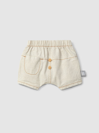 Shorts Pull-up in Canvas di Cotone e Lino - Stile Organico