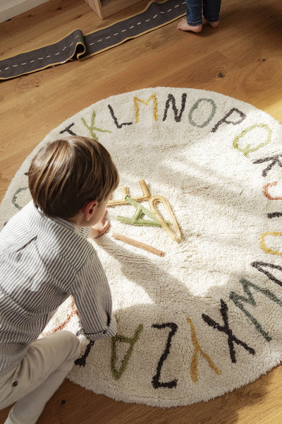 Tappeto lavabile ABC color e lettere - Ø 120 cm